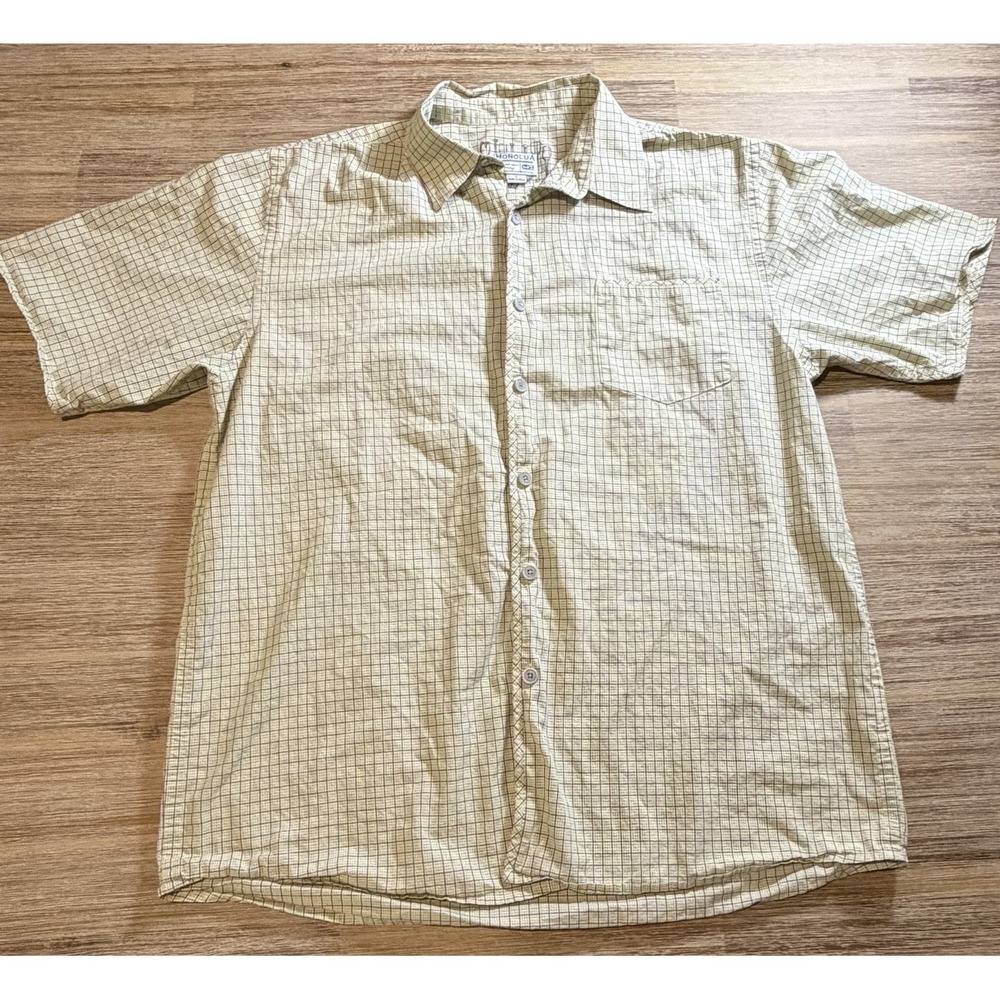 Honolua‎ Surf Co Men's Short Sleeve Button Down Grid Check Shirt Size Large